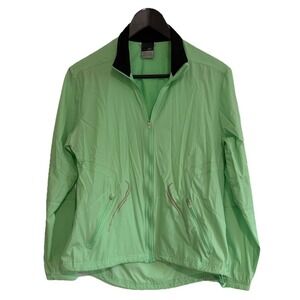 Vintage Nike Women's Medium Green Running Jacket Full Zip Windbreaker Reflective